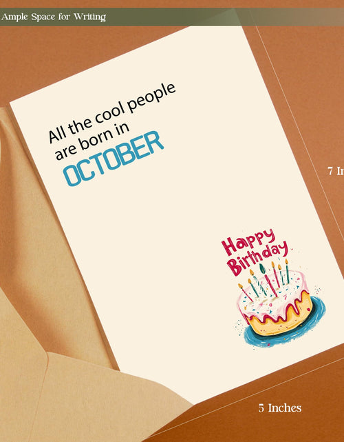 Load image into Gallery viewer, MOSSSH October Birthday Cards with Envelope Sticker Black Letter Print
