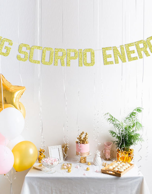Load image into Gallery viewer, Zatain Big Scorpio Energy Banner Gold Horoscope Astrology Party Decor
