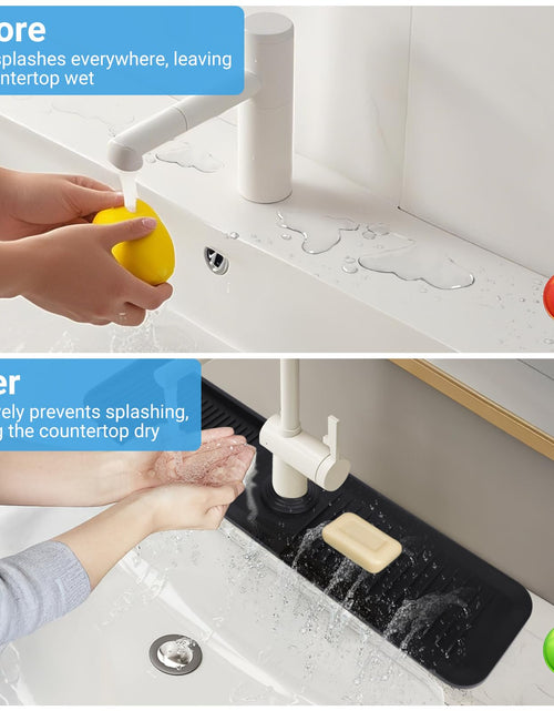 Load image into Gallery viewer, AIZOE Silicone Sink Splash Guard Faucet Mat 23.6in Black Kitchen Bathroom
