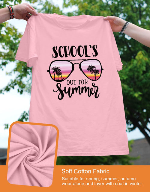Load image into Gallery viewer, Flafens School's Out Summer Beach Graphic Teacher Shirt Cotton Short Sleeve L
