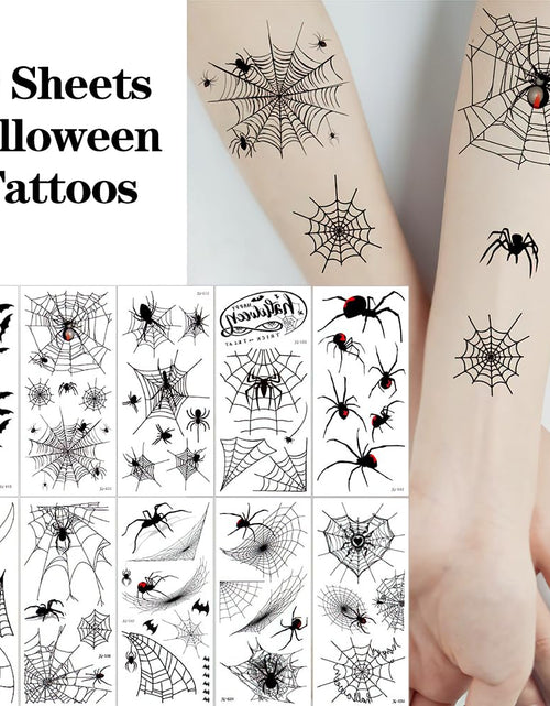 Load image into Gallery viewer, FANOST 22 Halloween Spider Face Temporary Tattoos Kids Adults Cosplay Stickers
