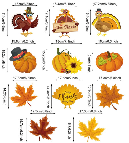 Blulu Thanksgiving Hanging Swirls Decorations Turkey Pumpkin Maple 30 Count