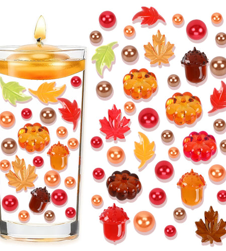 Chffcuh 130 PCS Thanksgiving Vase Fillers Fall Decor Acrylic Pumpkin Pearls