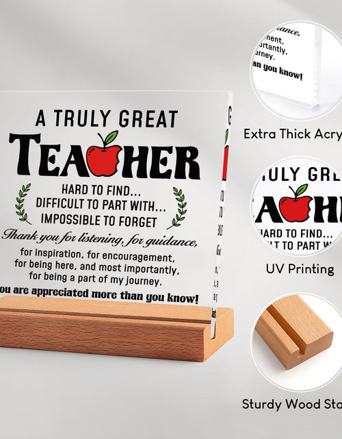Load image into Gallery viewer, Afterprints Teacher Appreciation Acrylic Plaque with Wooden Base Thank You Gift
