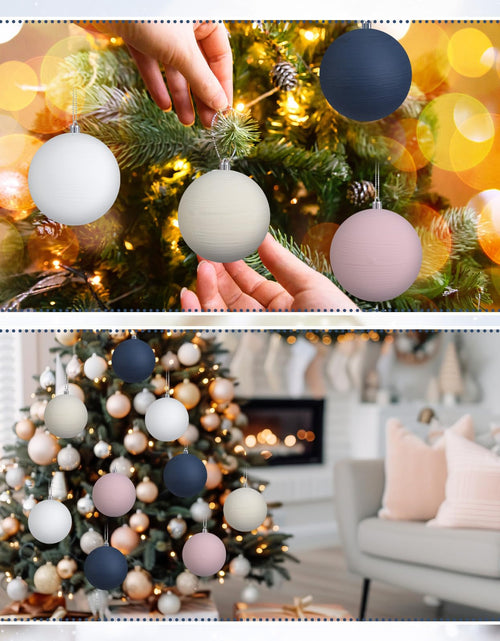 Load image into Gallery viewer, MiniInflat 12 Pc 4Inch Neutral Textured Christmas Ball Ornaments Cream Blue Pink
