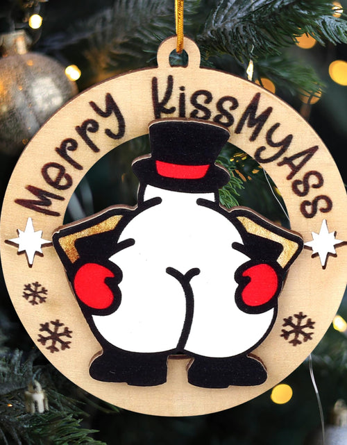 Load image into Gallery viewer, jjBOOM KissMyAss Funny Christmas Wooden Ornaments 2024 Xmas Tree Decor
