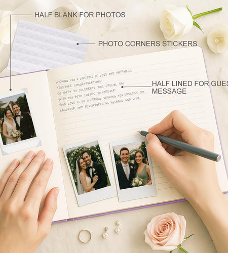 &And Per Se Purple Wedding Guest Book Hardcover Memory Keepsake Album