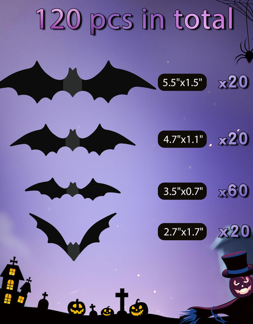 Load image into Gallery viewer, PFAMKEER Halloween Bat Stickers 120pcs 3D Black PVC Various Sizes
