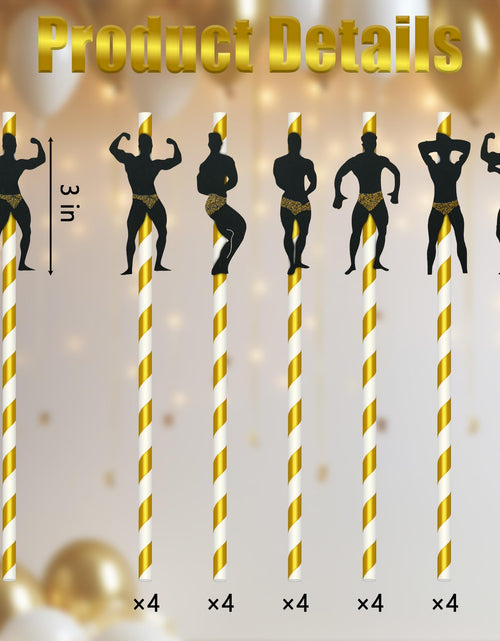 Load image into Gallery viewer, EIOAUY 30Pcs Rose Gold Bachelorette Man Dancer Drinking Straws Party Favors
