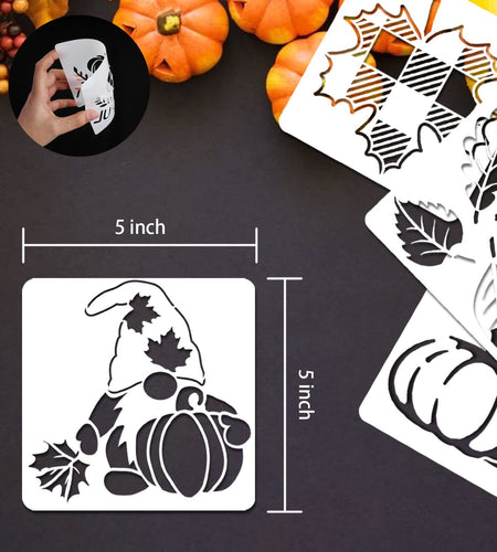 Vloso 16 Pcs Fall Stencils 5x5 Inch Reusable Thanksgiving DIY Crafts