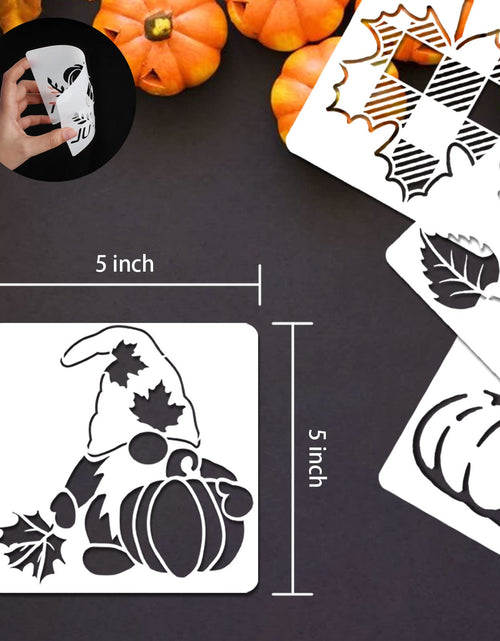 Load image into Gallery viewer, Vloso 16 Pcs Fall Stencils 5x5 Inch Reusable Thanksgiving DIY Crafts
