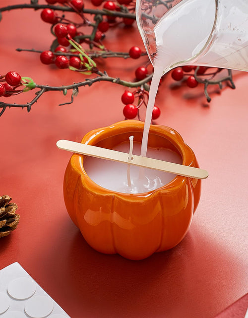 Load image into Gallery viewer, Sliner 2 Pcs 7oz Ceramic Pumpkin Jar Candle Holder Orange Fall Decor
