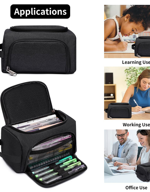 Load image into Gallery viewer, XQXA Large Capacity Pencil Case Organizer Multifunctional Travel Pen Bag Black
