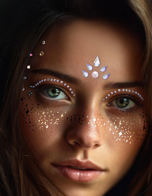 Load image into Gallery viewer, Mity Rain Face Glitter Gems Stickers 10 Sheets Star Freckles Single Pattern
