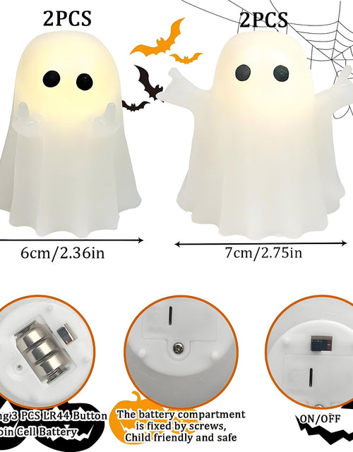 Load image into Gallery viewer, Nafhone Halloween Ghost Flameless LED Candles 4 Pack Real Wax White 8x7cm
