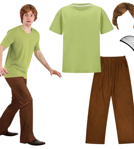 Apragaz Mens Halloween Costume Retro Mystery Solver Green Brown Size L