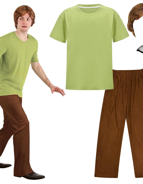 Load image into Gallery viewer, Apragaz Mens Halloween Costume Retro Mystery Solver Green Brown Size L
