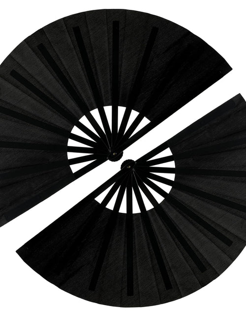 Load image into Gallery viewer, GeGeYa 13inch Large Rave Fan Foldable Hand Fans Black 2 Packs
