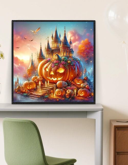 Load image into Gallery viewer, LKHMVCA Fall Pumpkin Castle Candle Diamond Painting Kit 13.8x13.8 Inch
