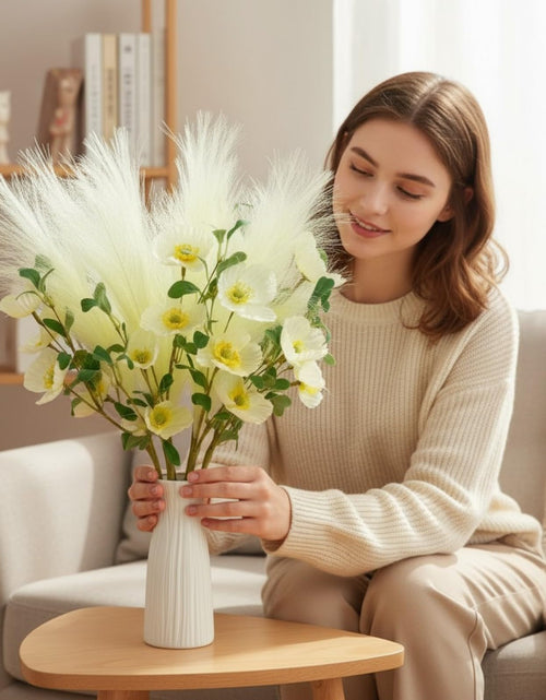Load image into Gallery viewer, NoriStyle Silk White Artificial Poppy Flowers 6 Pcs Long Stems Indoor Decor
