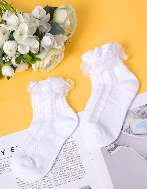 Load image into Gallery viewer, Rthjsfj Girls Cotton Lace Dress Socks White 1 Pack Size 4-6 Years
