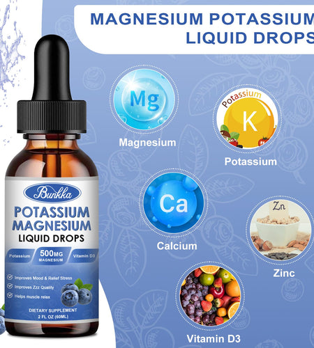 BestBy03/27 Bunkka Liquid Potassium Magnesium Calcium Zinc D3 2 Pack Blueberry