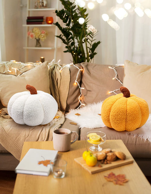 Load image into Gallery viewer, Queekay 2 Pcs Pumpkin Pillow Plush 11x9.5 Inch Fall Decor Ginger Cotton
