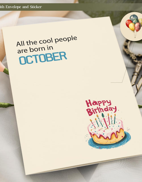 Load image into Gallery viewer, MOSSSH October Birthday Cards with Envelope Sticker Black Letter Print
