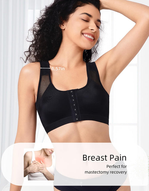 Load image into Gallery viewer, Upushall Front Closure Posture Bra Wireless Full Coverage Black Size 2XL
