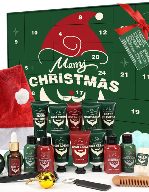 Load image into Gallery viewer, Rinse &amp; Robust Advent Beauty Calendar 2025 Beard Care Kit 24 Days Red
