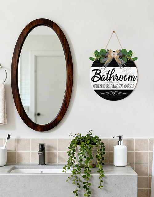 Load image into Gallery viewer, CHDITB Summer Bathroom Wooden Sign Tropical Palm Tree 11.4x11.4 in Portrait
