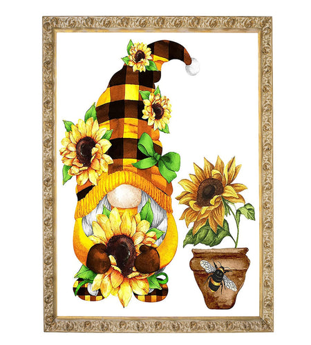 AllWenTo 5D Diamond Painting Kit Sunflower Anime Gnome 12x16 Inch