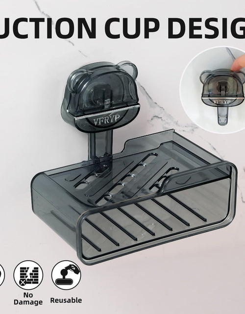 Load image into Gallery viewer, PUOPOSTY 2-Tier Soap Dish with Strong Suction Cup Black 1PCS Shower Holder
