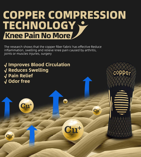 Lusenone Copper Knee Brace Compression Sleeve 2 Pack Black Size L