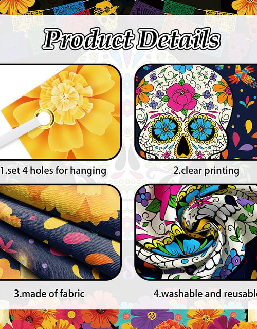 Load image into Gallery viewer, Sendy Day of The Dead Sugar Skull Backdrop 7x5ft Vibrant Colors Vinyl
