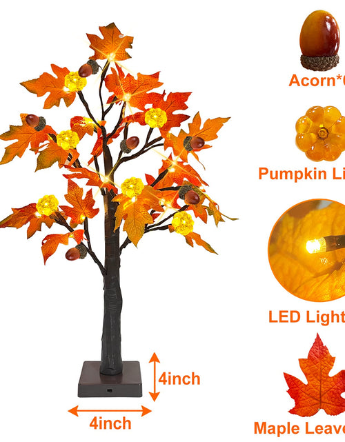 Load image into Gallery viewer, TURNMEON 2Pack 24in Prelit Fall Maple Tree Lights48 LED Timer Battery Orange Red
