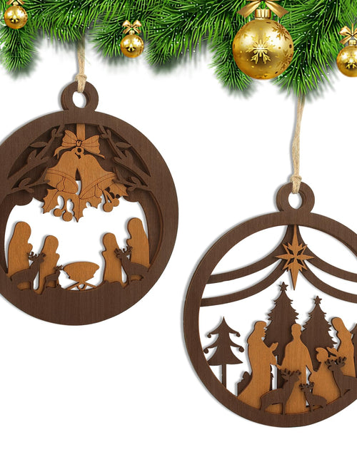 Load image into Gallery viewer, Yelsky Jesus Christmas Nativity Ornaments Wooden Set 2pcs Natural Wood
