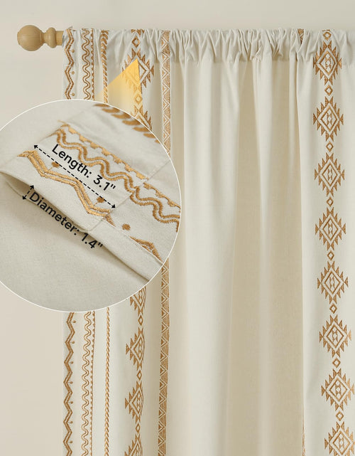 Load image into Gallery viewer, ColorBird Boho Embroidered Gold Brown Curtains 52x63in 2 Panels Set
