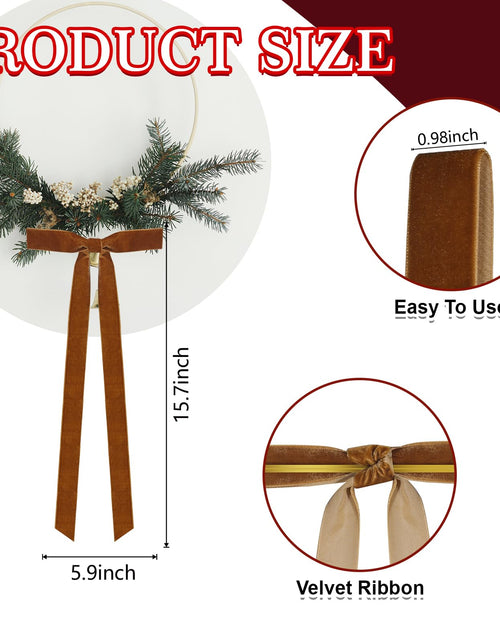 Load image into Gallery viewer, Dcocdeely 24 Pcs Khaki Velvet Christmas Bows 16x6 Inch Rustic Decor
