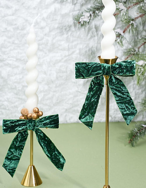 Load image into Gallery viewer, LaRibbons 24 Pcs Green Crinkled Velvet Bows 3.94x3.94in Vintage Style
