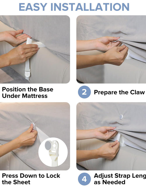 Load image into Gallery viewer, Moskiboly Upgraded Lock Bed Sheet Holders with Center Clips White Standard

