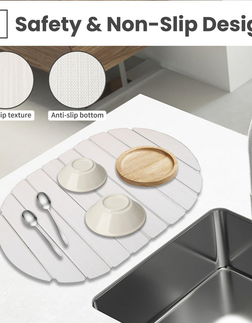 Load image into Gallery viewer, SANYCASA Stone Dish Drying Mat Non-Slip Diatomaceous Earth White 23.6x15.4"
