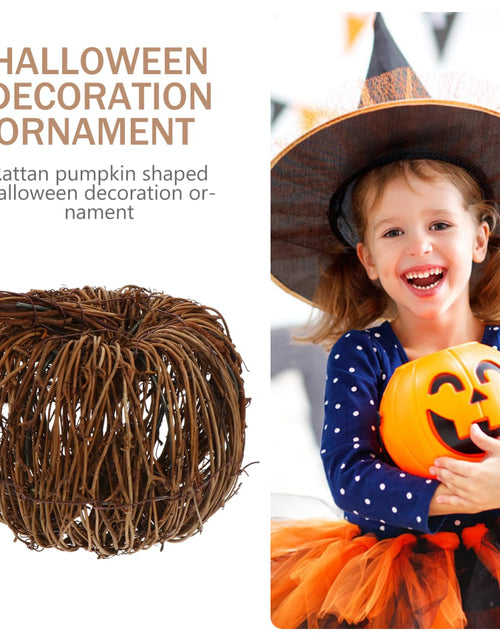 Load image into Gallery viewer, VOSAREA Wicker Rattan Pumpkin Ornament Rustic Brown 15CM Halloween Thanksgiving
