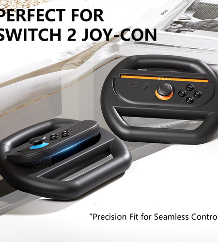 KUNSLUCK 2 Pack Steering Wheels for Nintendo Switch 2 Joy-Con Black
