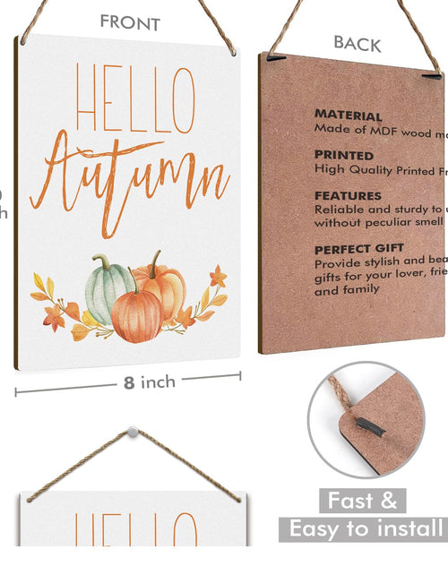 Load image into Gallery viewer, Hello Autumn Rustic Wood Wall Sign Fall Decor Seasonal Harvest Farmhouse
