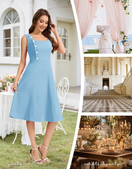 Load image into Gallery viewer, Bbonlinedress Womens Vintage Cocktail Dress Sleeveless A-line Midi Blue Size S
