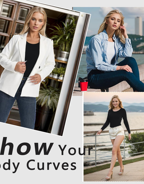 Load image into Gallery viewer, +MD Round Neck Long Sleeve Bodysuit Slim Waist Black Size M
