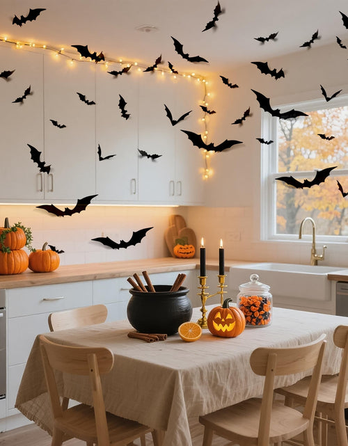 Load image into Gallery viewer, PFAMKEER Halloween Bat Stickers 120pcs 3D Black PVC Various Sizes
