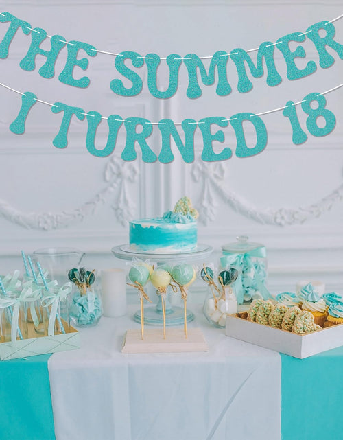 Load image into Gallery viewer, Nesinpa The Summer I Turned 18 Banner Blue Glitter 18th Birthday Party
