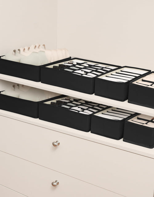 Load image into Gallery viewer, Cupic Cupid Drawer Organizer Set of 4 Foldable Black Closet Dividers
